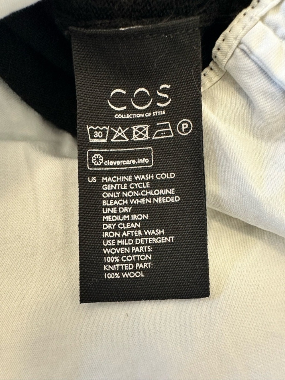 Cos Hybrid Layered Wool Cardigan Size XS Black White - Picture 11 of 12